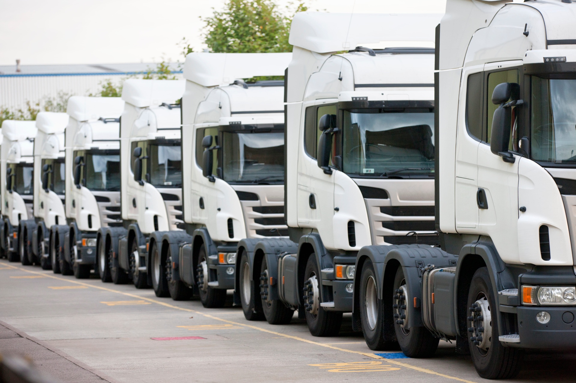 Freight fleet lined up at the depot